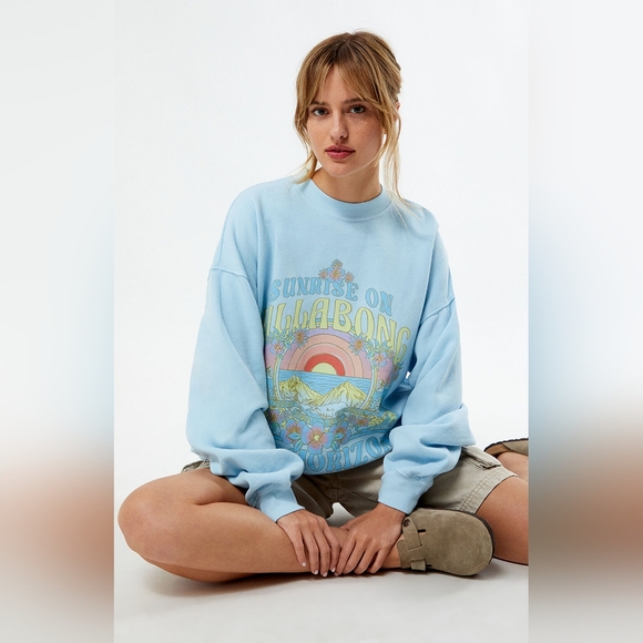 NWT Billabong Ride In Oversized Crewneck Sweatshirt M - Picture 1 of 10